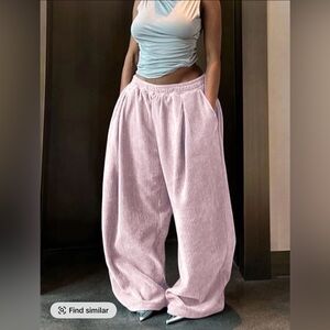 BRAND NEW TIKTOK Ribbed Wide Leg Pants Baby Pink Size M